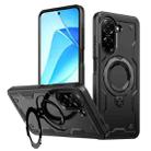 For Redmi A5 4G 171.7mm / Poco C71 PC Hybrid TPU Armor MagSafe Ring Holder Phone Case(Black) - 1