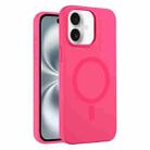 For iPhone 16 Pure Color Liquid Silicone MagSafe Phone Case(Rose Red) - 1