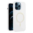 For iPhone 12 Pro Max Pure Color Liquid Silicone MagSafe Phone Case(White) - 1
