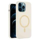 For iPhone 12 Pro Max Pure Color Liquid Silicone MagSafe Phone Case(Antique White) - 1