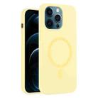 For iPhone 12 Pro Max Pure Color Liquid Silicone MagSafe Phone Case(Cream Yellow) - 1