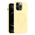 For iPhone 12 Pro Pure Color Liquid Silicone MagSafe Phone Case(Cream Yellow) - 1