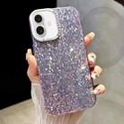 For iPhone 16 Plus Mosaic Diamond Texture PC Hybrid TPU Phone Case(Purple) - 1