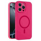 For iPhone 16 Pro Max Fine Hole Pure Color Liquid Silicone MagSafe Phone Case(Rose Red) - 1