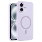 For iPhone 16 Plus Fine Hole Pure Color Liquid Silicone MagSafe Phone Case(Lilac) - 1