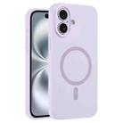 For iPhone 16 Fine Hole Pure Color Liquid Silicone MagSafe Phone Case(Lilac) - 1