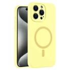 For iPhone 15 Pro Max Fine Hole Pure Color Liquid Silicone MagSafe Phone Case(Cream Yellow) - 1