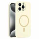 For iPhone 15 Pro Fine Hole Pure Color Liquid Silicone MagSafe Phone Case(Antique White) - 1