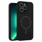 For iPhone 13 Pro Max Fine Hole Pure Color Liquid Silicone MagSafe Phone Case(Black) - 1