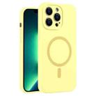 For iPhone 13 Pro Max Fine Hole Pure Color Liquid Silicone MagSafe Phone Case(Cream Yellow) - 1