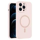For iPhone 12 Pro Max Fine Hole Pure Color Liquid Silicone MagSafe Phone Case(Pink) - 1