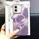 For iPhone 16 Plus Tinfoil Texture MagSafe PC Phone Case(Purple) - 1