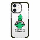 For iPhone 12 Simple Illustration Pattern Full Coverage Phone Case(Green Dinosaur A) - 1