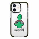 For iPhone 12 mini Simple Illustration Pattern Full Coverage Phone Case(Green Dinosaur A) - 1