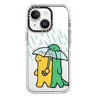 For iPhone 14 Simple Illustration Pattern Full Coverage Phone Case(Green Dinosaur B) - 1