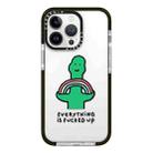 For iPhone 15 Pro Max Simple Illustration Pattern Full Coverage Phone Case(Green Dinosaur A) - 1