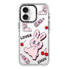 For iPhone 16 Simple Illustration Pattern Full Coverage Phone Case(Rabbit A) - 1