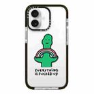 For iPhone 16 Simple Illustration Pattern Full Coverage Phone Case(Green Dinosaur A) - 1