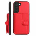 For Samsung Galaxy S22 5G Button Card Bag RFID Anti-theft Phone Case(Red) - 2