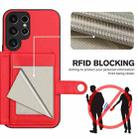 For Samsung Galaxy S22 Ultra 5G Button Card Bag RFID Anti-theft Phone Case(Red) - 3