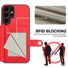 For Samsung Galaxy S24 Ultra 5G Button Card Bag RFID Anti-theft Phone Case(Red) - 3