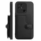 For Redmi 10C Button Card Bag RFID Anti-theft Phone Case(Black) - 2