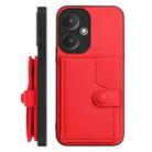 For Redmi 13C 5G / 13R Button Card Bag RFID Anti-theft Phone Case(Red) - 2