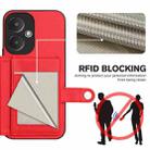 For Redmi 13C 5G / 13R Button Card Bag RFID Anti-theft Phone Case(Red) - 3