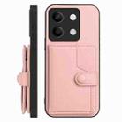 For Redmi Note 13 5G Button Card Bag RFID Anti-theft Phone Case(Pink) - 2