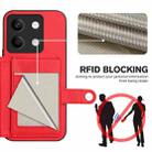 For Redmi Note 13 5G Button Card Bag RFID Anti-theft Phone Case(Red) - 3