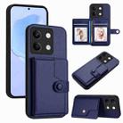 For Redmi Note 13 5G Button Card Bag RFID Anti-theft Phone Case(Blue) - 1