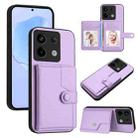 For Redmi Note 13 Pro 5G Button Card Bag RFID Anti-theft Phone Case(Purple) - 1
