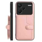 For Redmi Note 13 Pro+ Button Card Bag RFID Anti-theft Phone Case(Pink) - 2