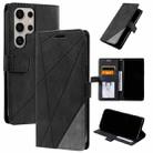 For Samsung Galaxy S25 Ultra 5G Skin Feel Splicing Leather Phone Case(Black) - 1