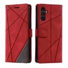 For Samsung Galaxy S25 5G Skin Feel Splicing Leather Phone Case(Red) - 2
