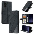 For Samsung Galaxy S25 5G Skin Feel Splicing Leather Phone Case(Black) - 1