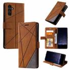 For Samsung Galaxy S25 5G Skin Feel Splicing Leather Phone Case(Brown) - 1