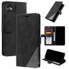 For Samsung Galaxy A06 4G Skin Feel Splicing Leather Phone Case(Black) - 1