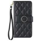 For iPhone 16 Pro Max Ring Buckle Rhombic Leather Phone Case(Black) - 2