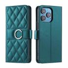 For iPhone 16 Pro Ring Buckle Rhombic Leather Phone Case(Green) - 1