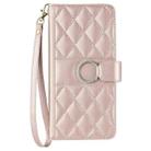 For iPhone 16 Pro Ring Buckle Rhombic Leather Phone Case(Rose Gold) - 2