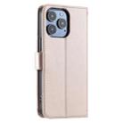 For iPhone 16 Pro Ring Buckle Rhombic Leather Phone Case(Rose Gold) - 3