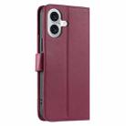 For iPhone 16 Plus Ring Buckle Rhombic Leather Phone Case(Red) - 3