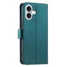 For iPhone 16 Plus Ring Buckle Rhombic Leather Phone Case(Green) - 3