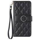 For iPhone 16 Plus Ring Buckle Rhombic Leather Phone Case(Black) - 2