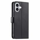 For iPhone 16 Plus Ring Buckle Rhombic Leather Phone Case(Black) - 3