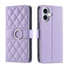 For iPhone 16 Plus Ring Buckle Rhombic Leather Phone Case(Purple) - 1