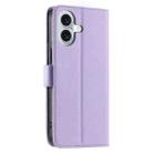 For iPhone 16 Plus Ring Buckle Rhombic Leather Phone Case(Purple) - 3