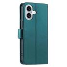 For iPhone 16 Ring Buckle Rhombic Leather Phone Case(Green) - 3