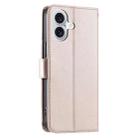 For iPhone 16 Ring Buckle Rhombic Leather Phone Case(Rose Gold) - 3